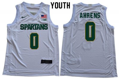 Youth Michigan State Spartans NCAA #0 Kyle Ahrens White Authentic Nike 2019-20 Stitched College Basketball Jersey XE32K27QB